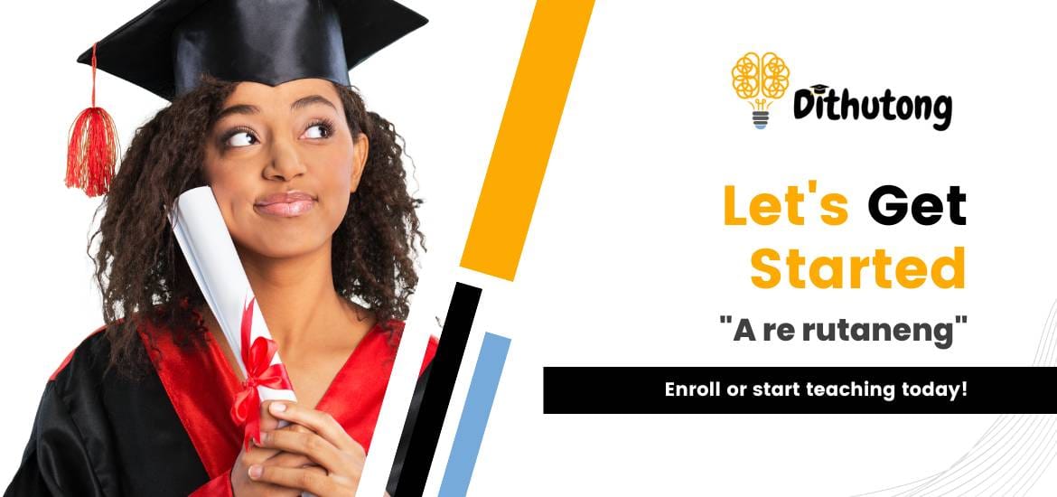 About Us Page Dithutong ELearning for Botswana 1 | Dithutong: Online Courses & eLearning in Botswana | eLearning for Botswana Online courses in Botswana – happy graduate holding certificate