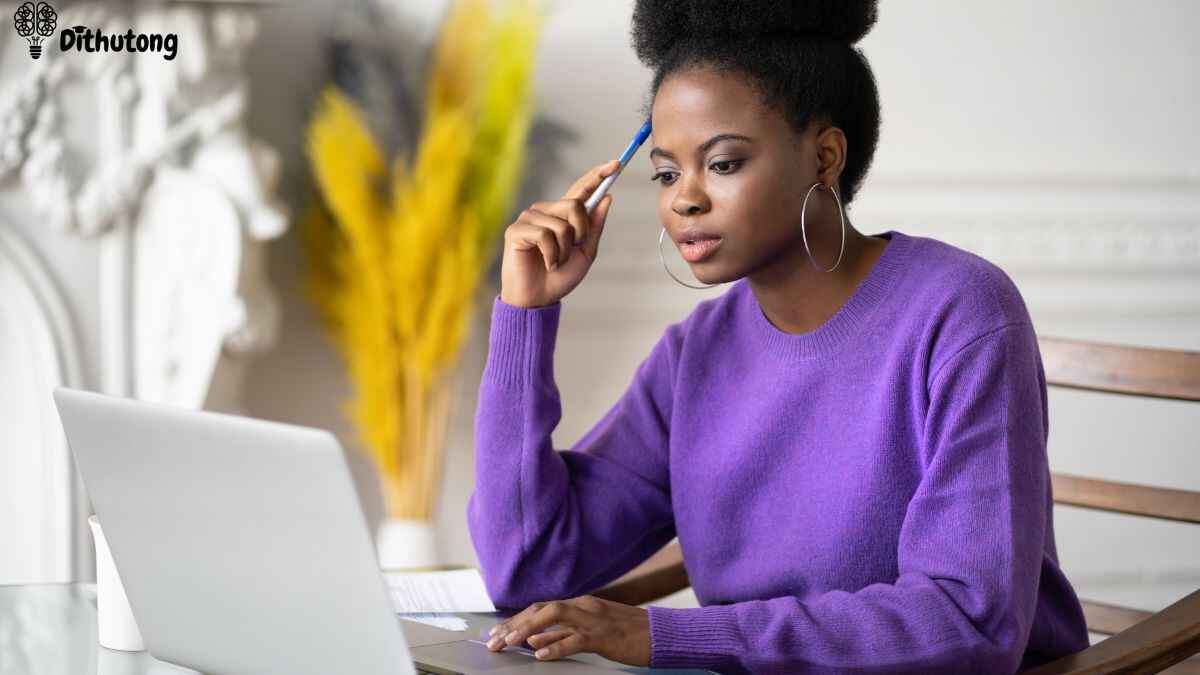 cheerful student botswana online studying | Dithutong: Online Courses & eLearning in Botswana | eLearning for Botswana Cheerful student in Botswana studying online to build skills