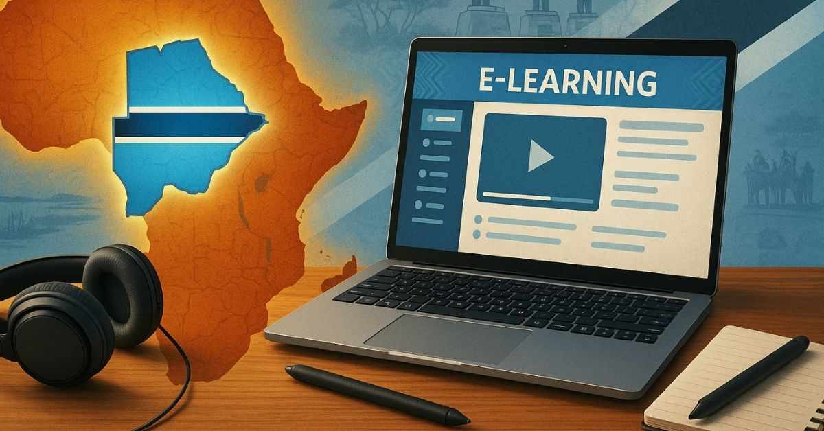 eLearning definition Botswana Dithutong Online Courses | Dithutong: Online Courses & eLearning in Botswana | eLearning for Botswana e-Learning concept image showing a digital classroom with Botswana in focus, representing Dithutong's commitment to providing exceptional online courses in Botswana.