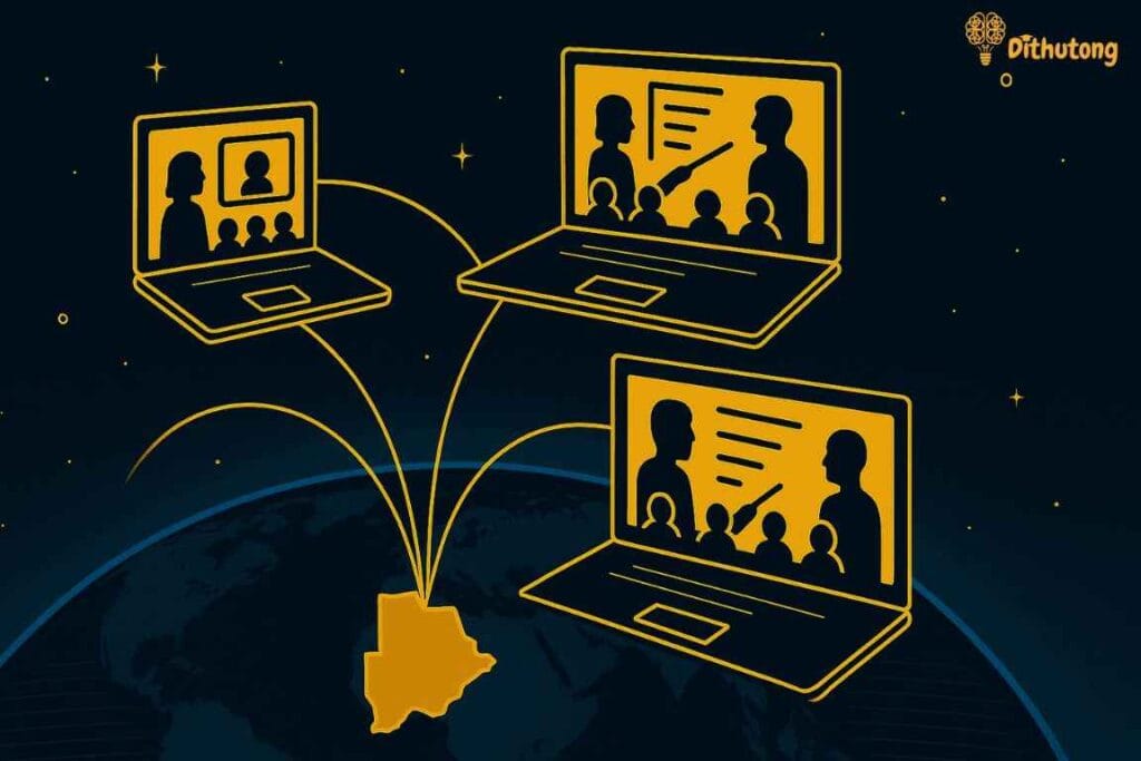 future elearning digital classrooms botswana | Dithutong: Online Courses & eLearning in Botswana | eLearning for Botswana Future-focused digital classrooms interconnected globally with emphasis on Botswana