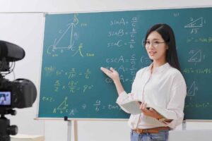 Teacher creating an online course in Botswana for Dithutong, showing online courses Botswana.